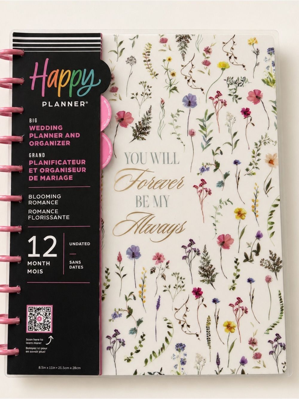 Happy Planner White Floral Wedding Planner with Multicolor Blooms